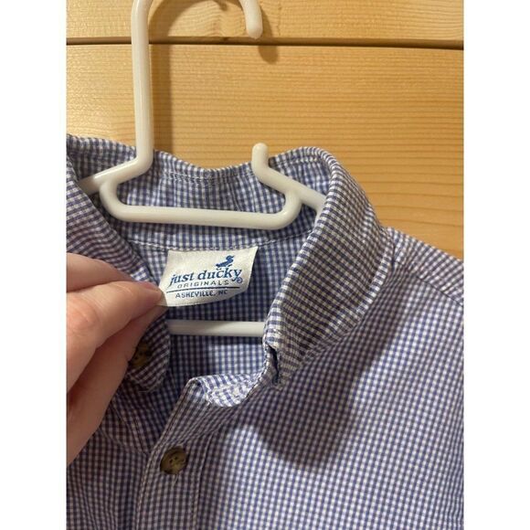 Just Ducky Boys Blue & White Gingham Button Up Sz 6 - Picture 3 of 4